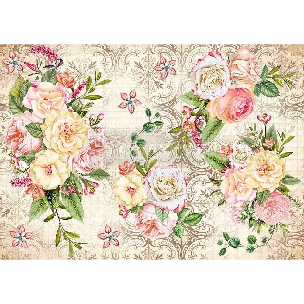 Floral Sweetness' Decoupage Rice Paper Redesign With Prima 11.5 X 16.25